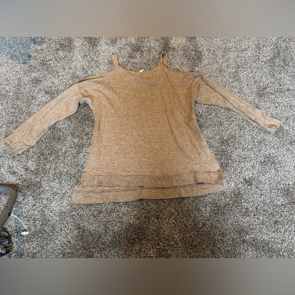 Pinkblush Tan cold shoulder long sleeve Top